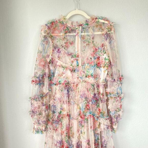 UNTAMED PETALS By Amanda Judge Dreamer Maxi Dress Floral Mesh Size Medium - Picture 6 of 13